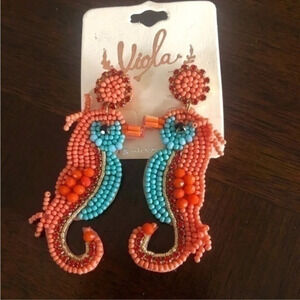 NWT Multi-Bead Seahorse Earrings Made In India